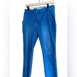 Frank & Eileen Wicklow Crop Denim Chinos Distressed Hem Blue Sz 4